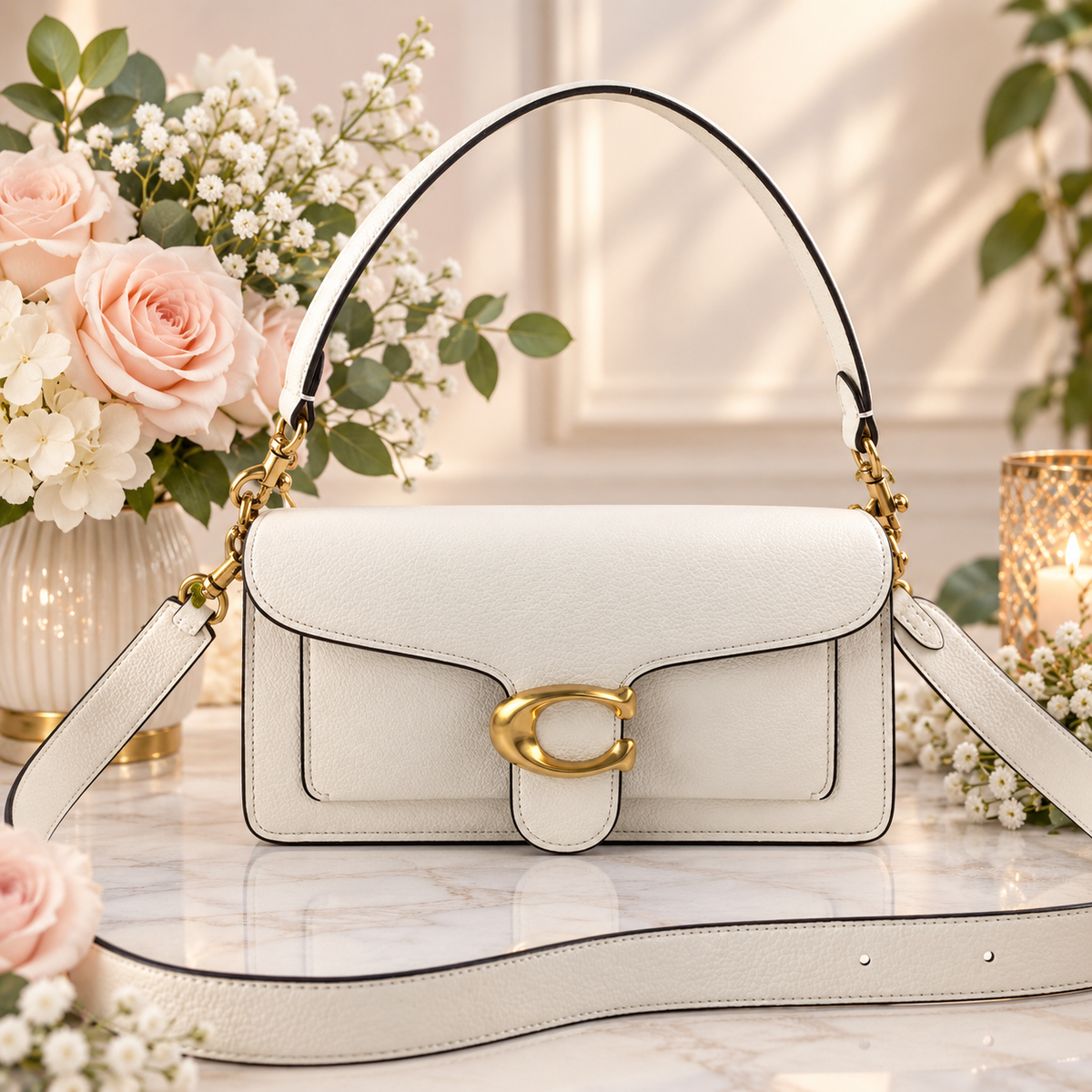 COACH Tabby Shoulder Bag 26 Chalk White Brass Hardware Crossbody