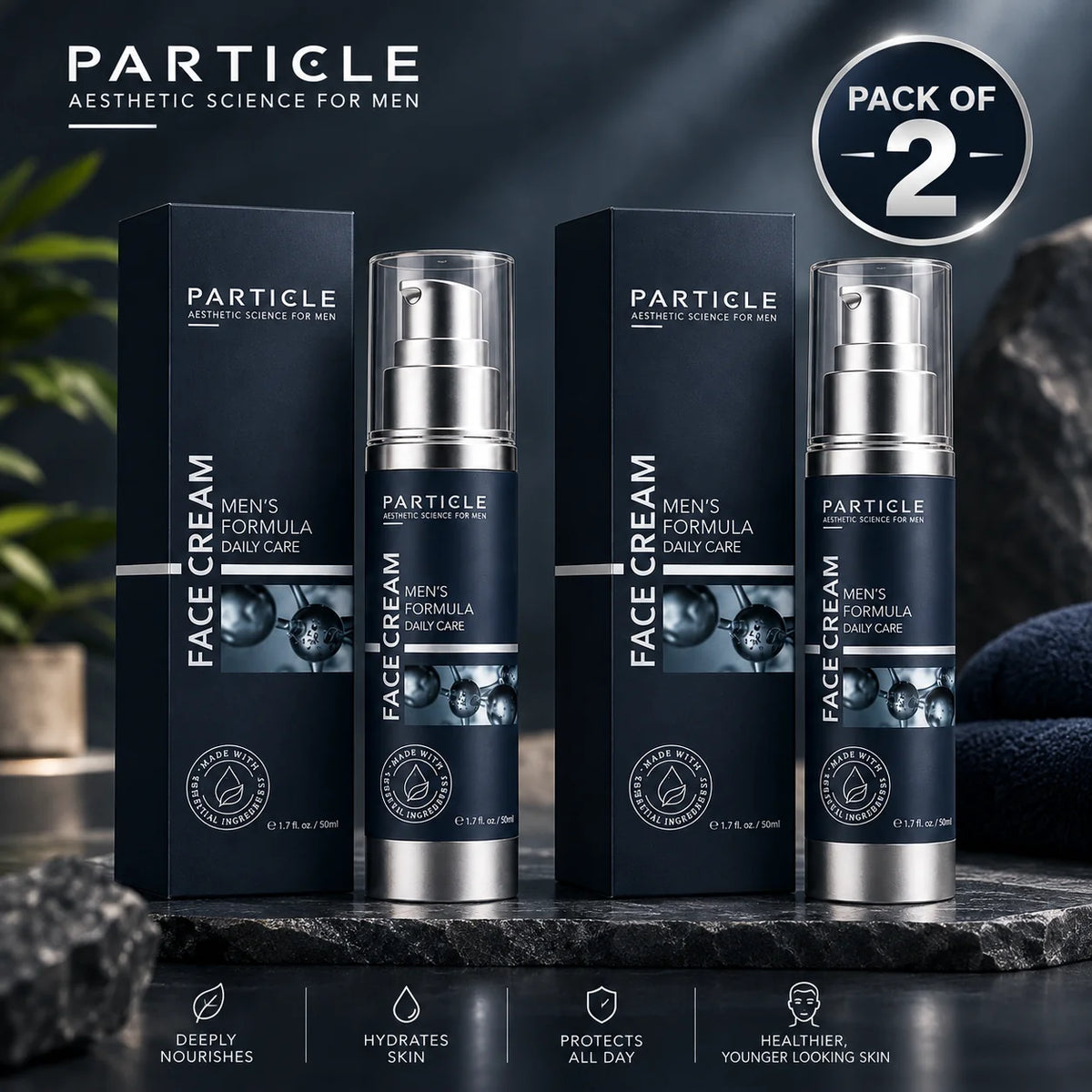 Particle Men's Face Cream Daily Moisturizer 2-Pack 1.7 fl oz 50ml