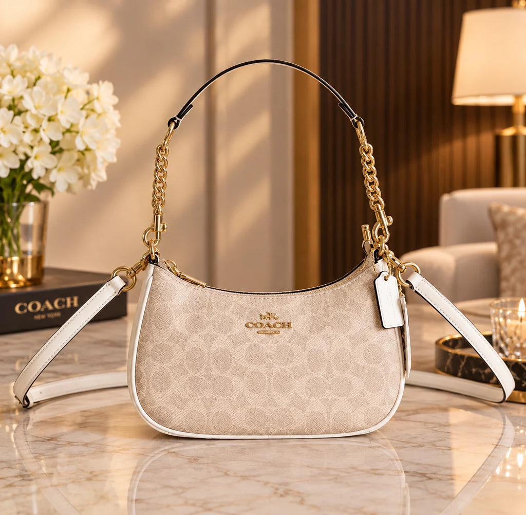 Coach Teri Shoulder Bag in Signature Canvas NWT – Designer Crossbody Handbag