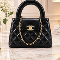 CHANEL Black Nano Kelly Quilted Top Handle Bag Gold Hardware
