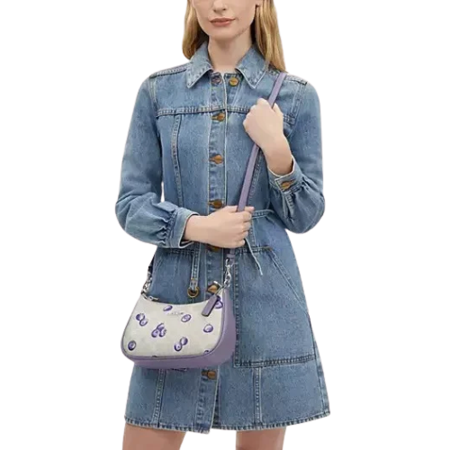 COACH CR292 Teri 2way Shoulder Signature Canvas Blueberry Print Outlet