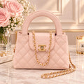 Chanel Kelly Nano Pink Quilted Leather Shopper Bag New