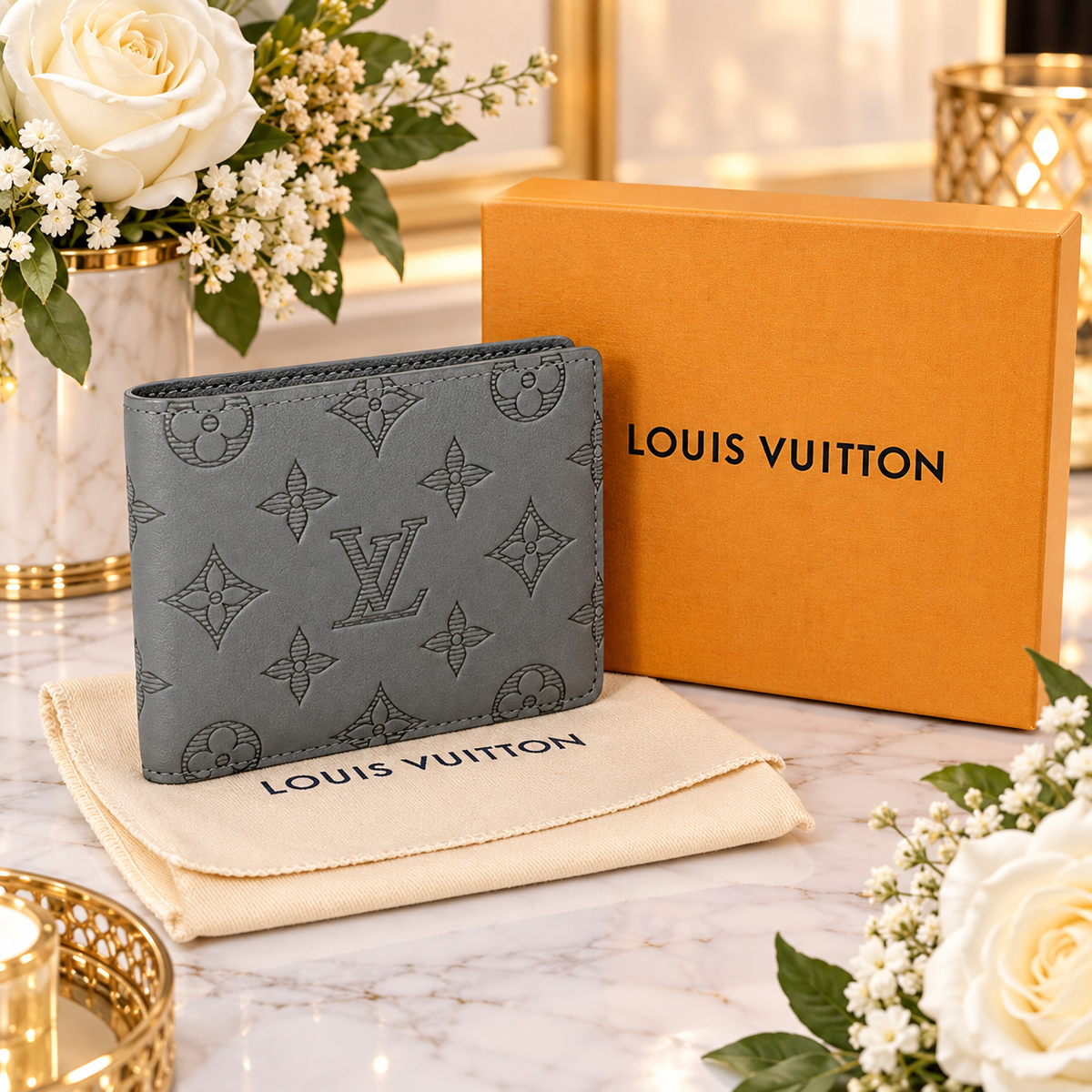 Louis Vuitton Portefeuille Multiple Monogram Shadow Anthracite Gray bifold wallet New