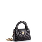 CHANEL Black Nano Kelly Quilted Top Handle Bag Gold Hardware