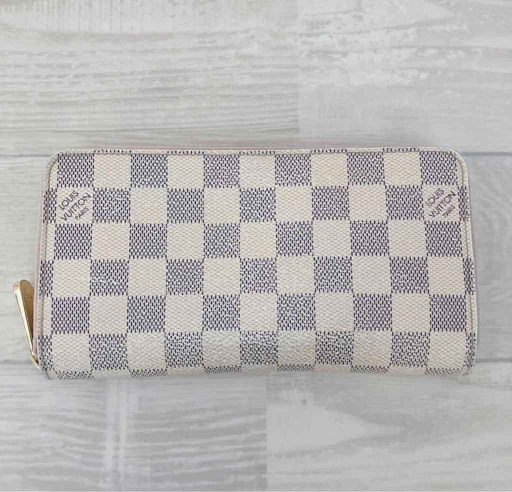 LOUIS VUITTON Damier Azur Zippy Long Wallet N63503 LV White