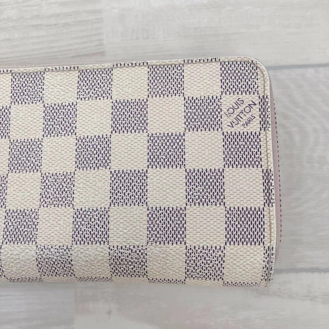 LOUIS VUITTON Damier Azur Zippy Long Wallet N63503 LV White