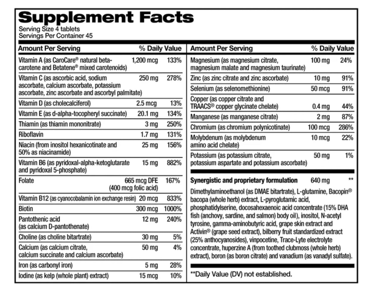 Focus Factor Brain Supplement Memory Concentration Multivitamin 180 Tablets