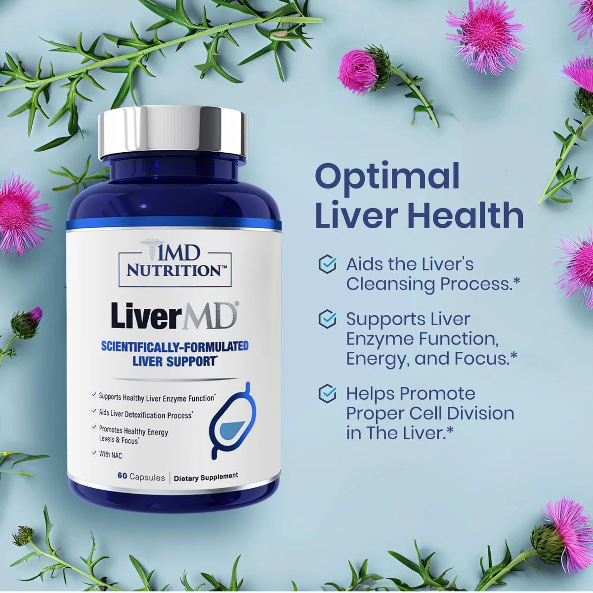 1MD LiverMD - Liver Support Supplement  60 Capsules