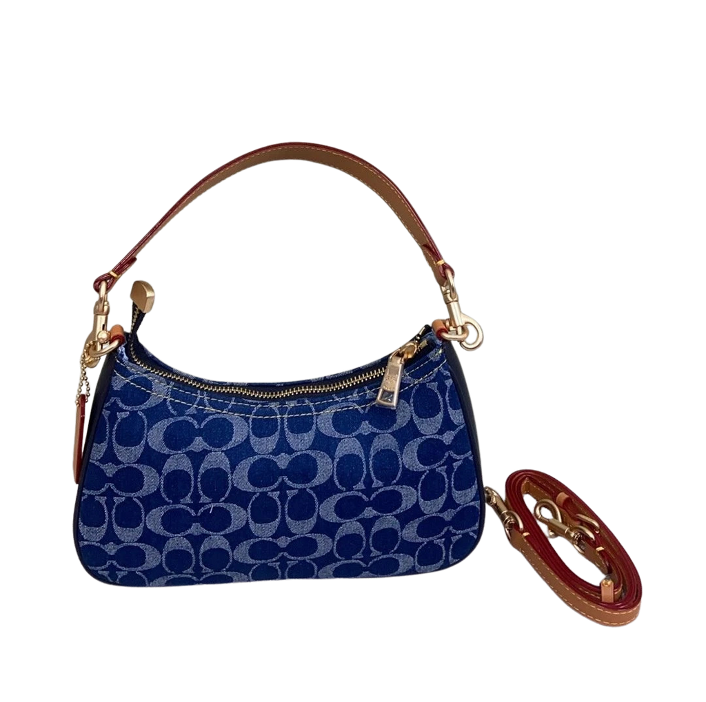 COACH CAF82 Teri Shoulder Crossbody Bag Signature Denim Blue Shoulder