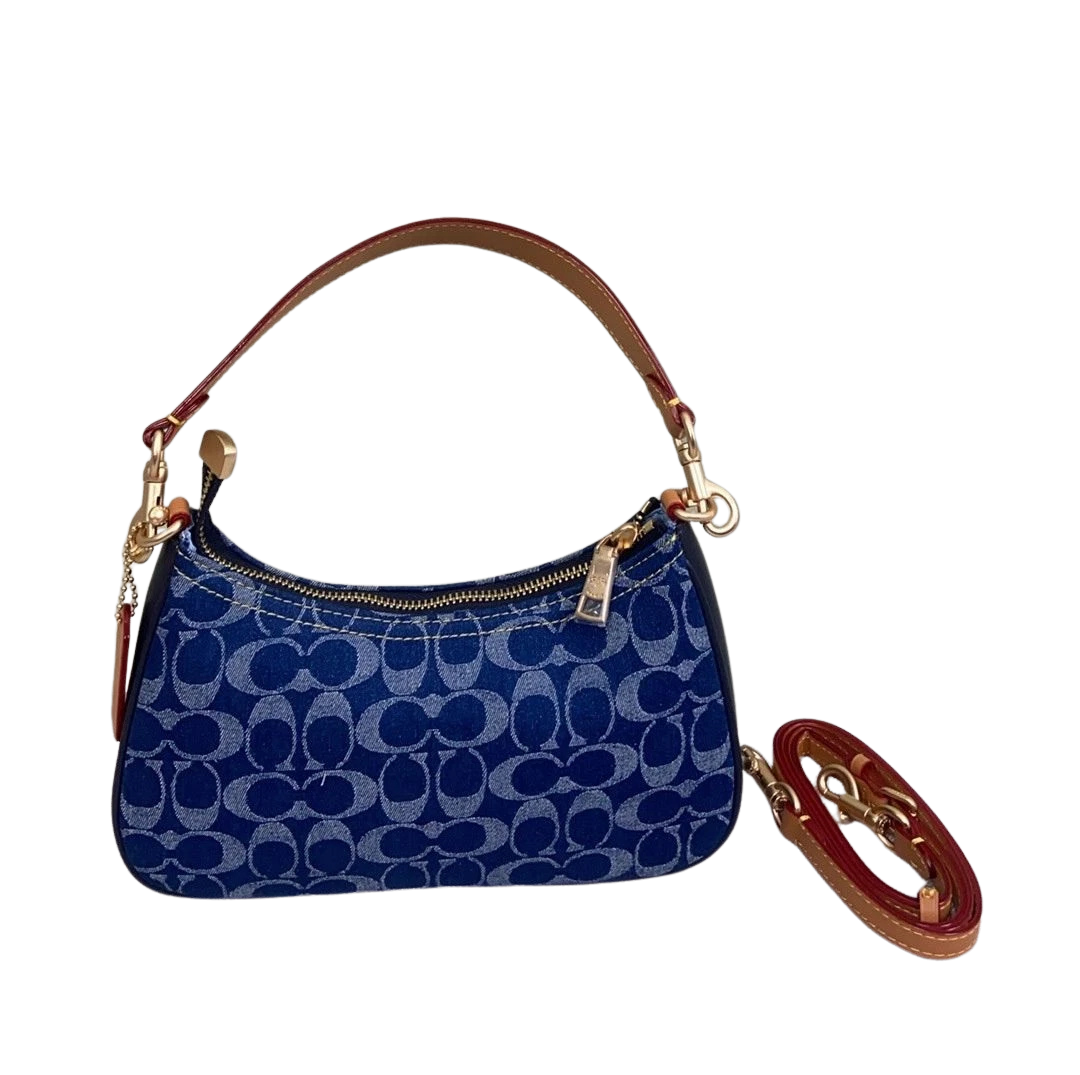 COACH CAF82 Teri Shoulder Crossbody Bag Signature Denim Blue Shoulder