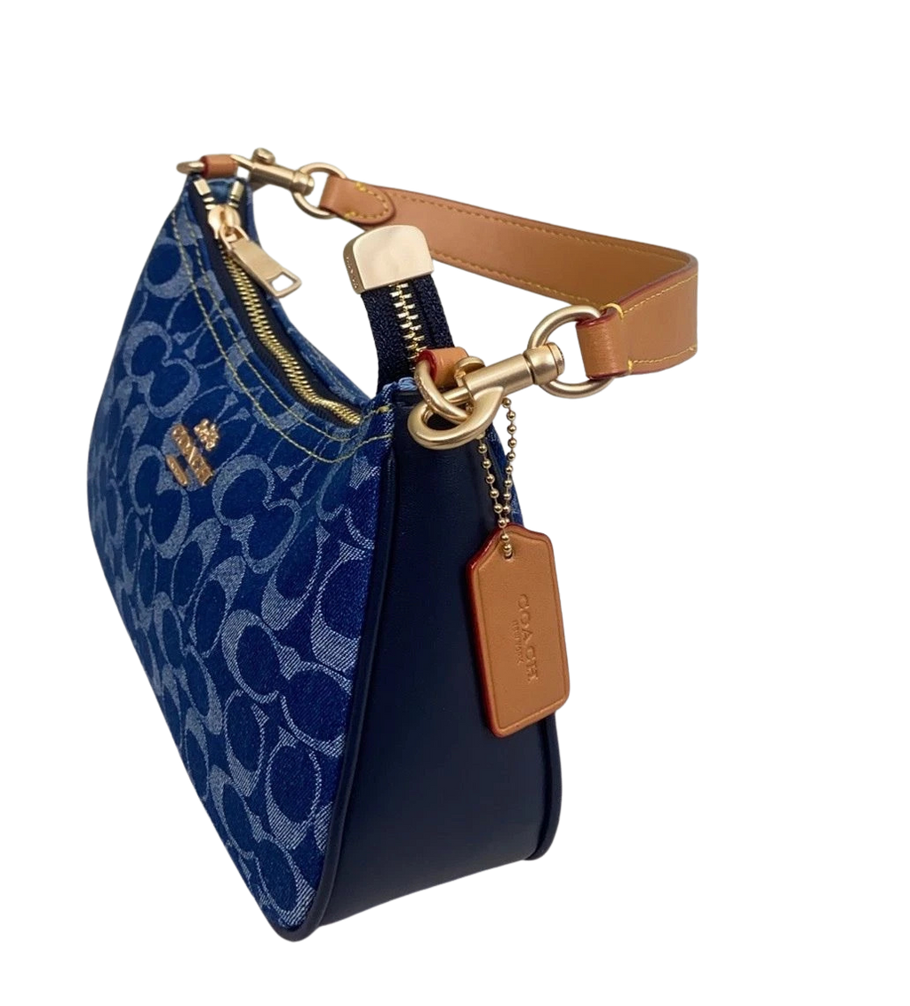 COACH CAF82 Teri Shoulder Crossbody Bag Signature Denim Blue Shoulder