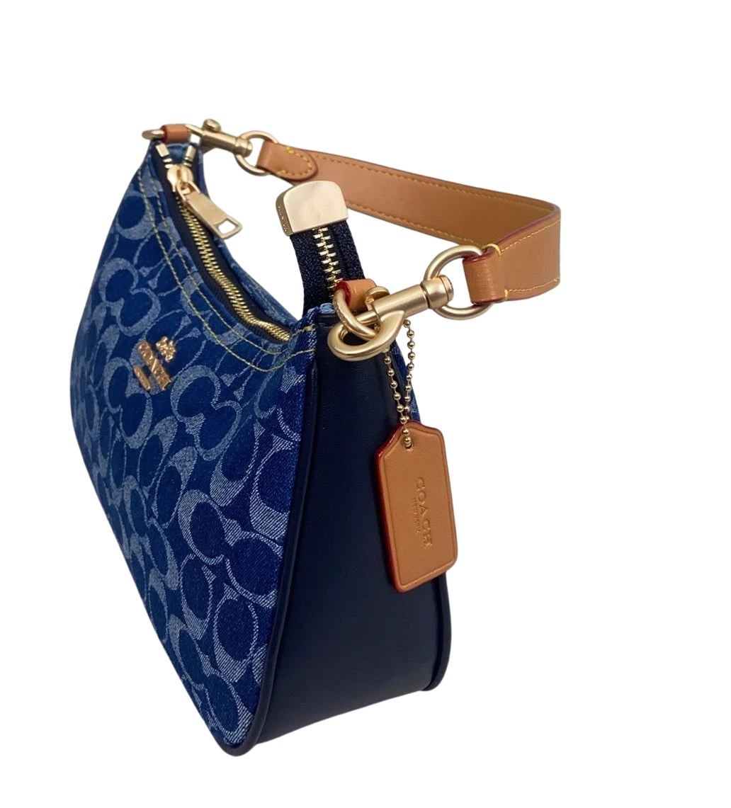 COACH CAF82 Teri Shoulder Crossbody Bag Signature Denim Blue Shoulder