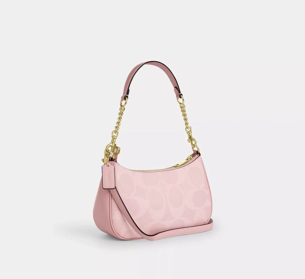 Coach Teri Shoulder Bag In Signature Canvas CAL51 Powder Pink NEW