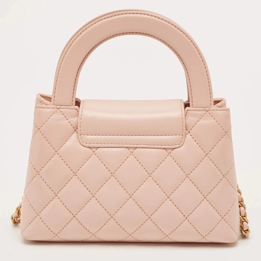 Chanel Kelly Nano Pink Quilted Leather Shopper Bag New